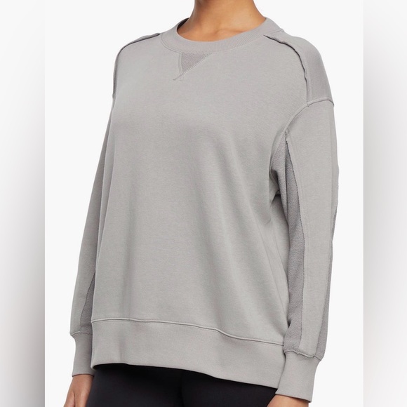 Balance Collection Tops - Balance Collection Grey Mixed Media Waffle Panel Crewneck Sweatshirt NWT Size‎ L